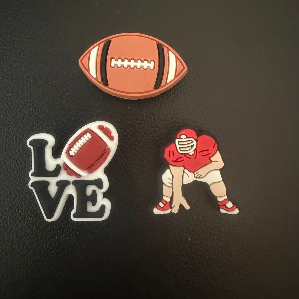 Bogg Bag Bits, Charms, Accessories Set of 3 Football  New No Tags